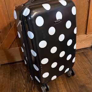 Rockland Black and White Polka Dot Suitcase